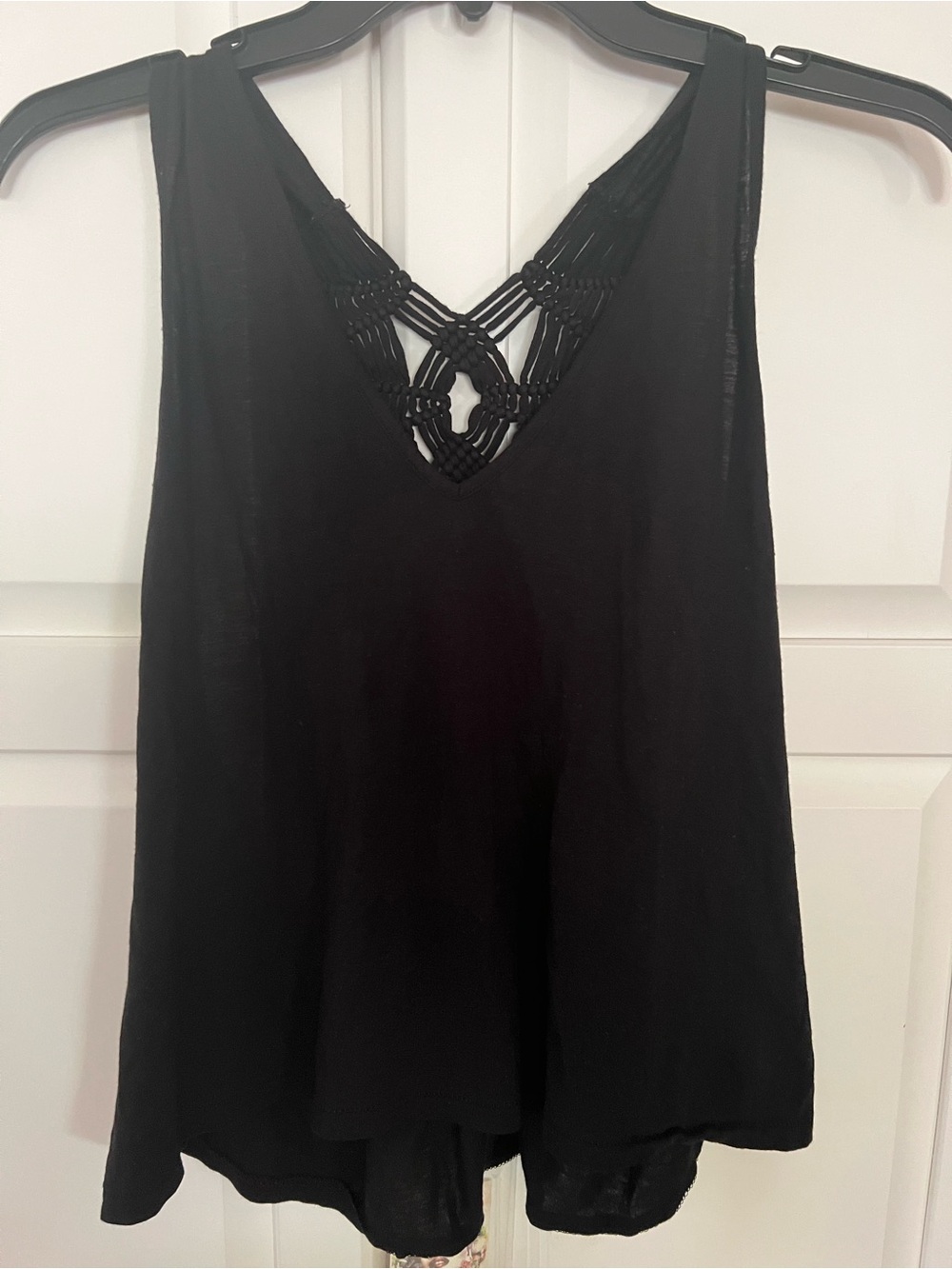 $10gift🦊Sexy Black bavk crochet Sleeveless V-Neck Top w Braided Detail